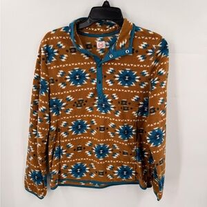 Wonder Nation Kids Southwestern Print Fleece Pullover Half Button Size XL Brown